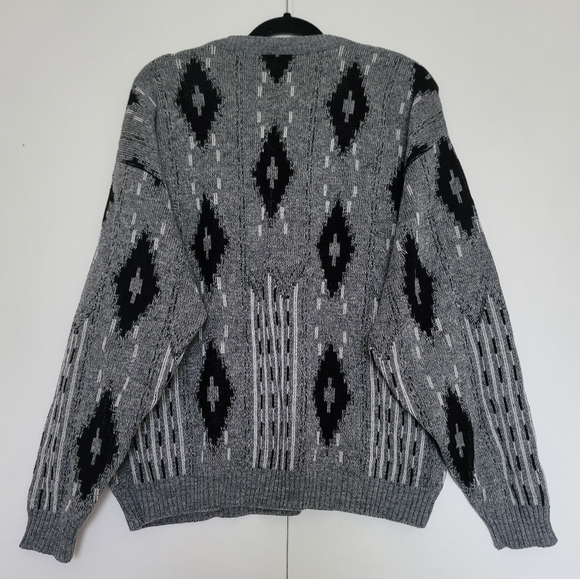Vintage Knit Sweater Black Grey Size Large - Picture 7 of 10